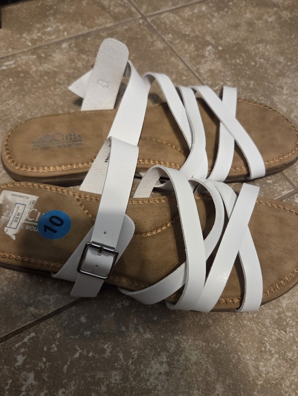 WHITE MOUNTAIN Cliff Women's White Fenix Strappy Slip-On Comfort Sandal Sz 10 - Picture 4 of 6
